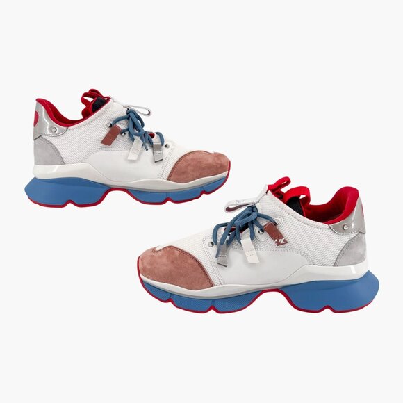 Christian Louboutin Red Runner Sneakers Multi Suede Mesh Size 40 US 10 Women - Picture 11 of 14